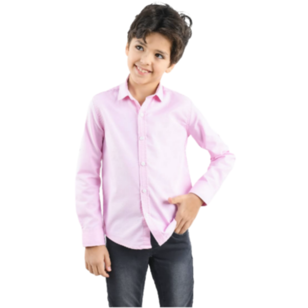 Long Sleeve Dress Kids Shirts - PINK