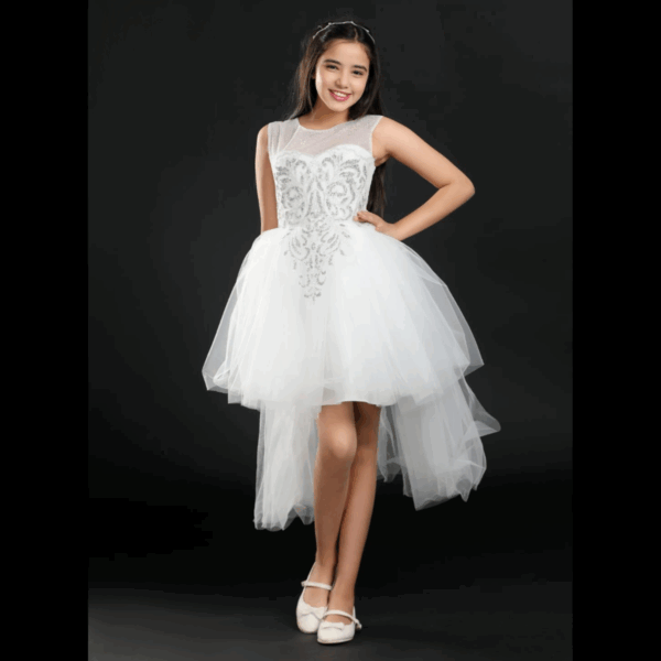 Little Girls Sleeveless Dress for Wedding Party – WHITE 06