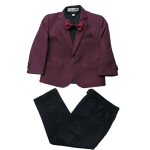 Boys' 4-Piece Semi-Casual Suit Set - WINE