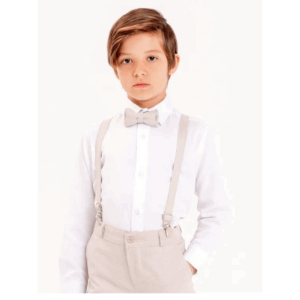 Kids Bow-Tie and Pants Suspenders - BEIGE