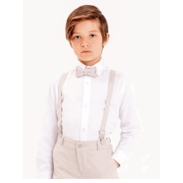Kids Bow-Tie and Pants Suspenders - BEIGE