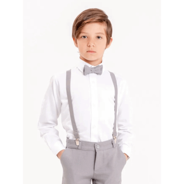 Kids Bow-Tie and Pants Suspenders - GREY