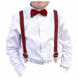 Kids Bow-Tie and Pants Suspenders - WINE