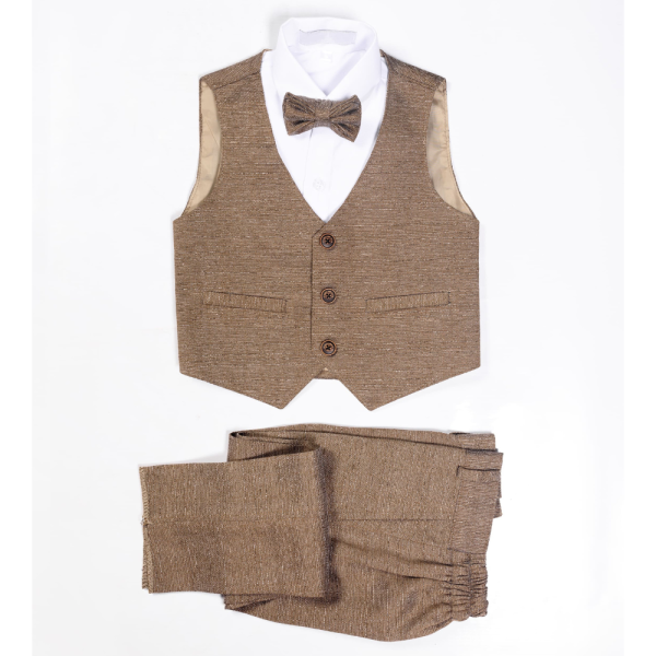 Boys’ 4-Piece Formal Suit Set – CAMEL