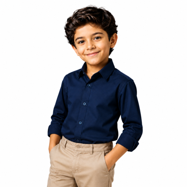 Long Sleeve Dress Kids Shirts – NAVY