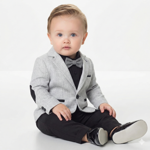 Boys’ 4-Piece Semi-Casual Suit Set – GRAY