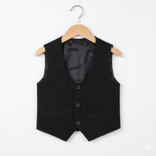 Boys’ 1-Piece Vest  – BLACK