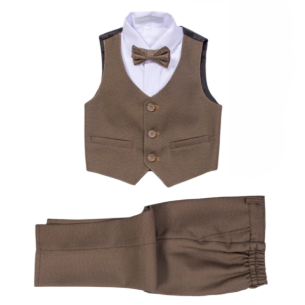 Boys’ 4-Piece Formal Suit Set – BROWN