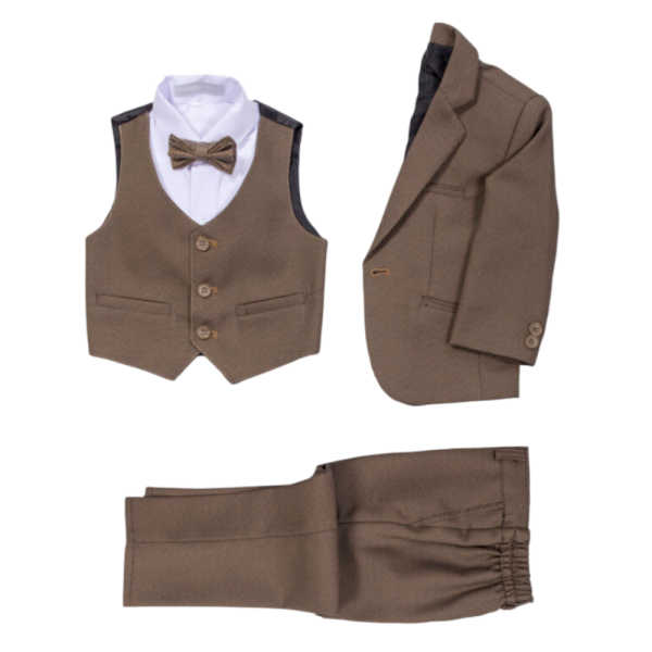 Kids’ 5-Piece Formal Suit Set – BROWN