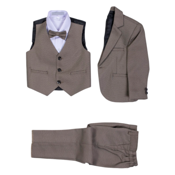 Kids’ 5-Piece Formal Suit Set – COFFEE