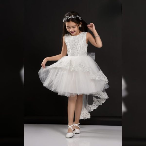 Party Dress For Little Girls – M104 – WHITE
