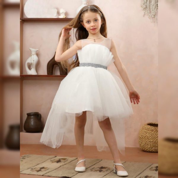Party Dress For Little Girls – M206 – WHITE