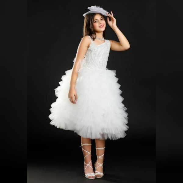 Party Dress For Little Girls – M300 – WHITE