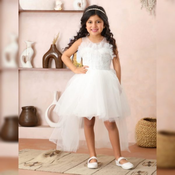 Party Dress For Little Girls – M500 – WHITE