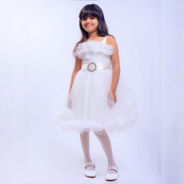 Party Dress For Little Girls – M113 – WHITE