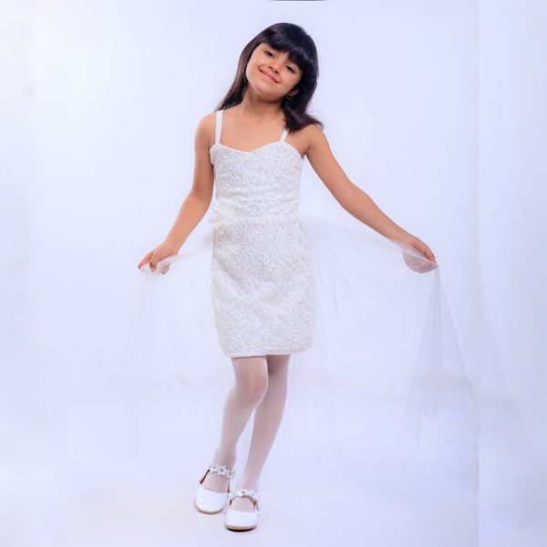 Sak Party Dress For Little Girls – M816 – WHITE