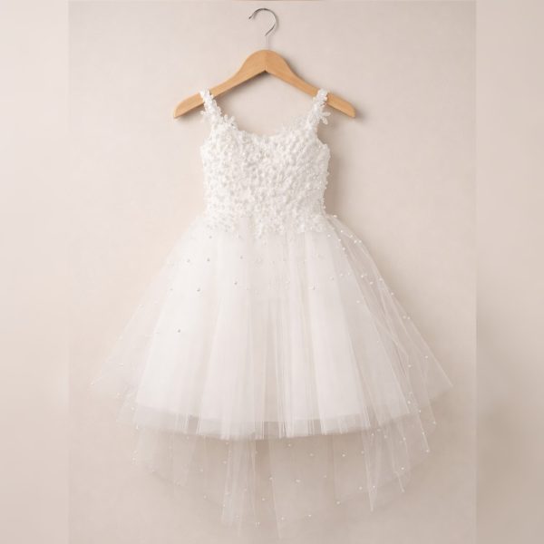 Party Dress For Little Girls – M305 – WHITE