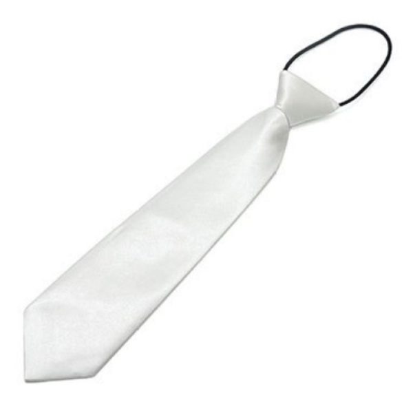 Pre-Tied Adjustable Formal Kids Tie – SILVER SATIN
