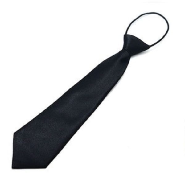 Pre-Tied Adjustable Formal Kids Tie – BLACK SATIN