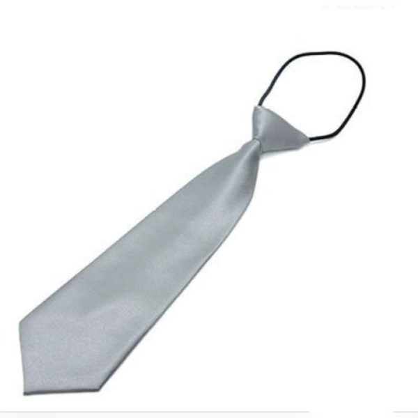 Pre-Tied Adjustable Formal Kids Tie – GRAY SATIN