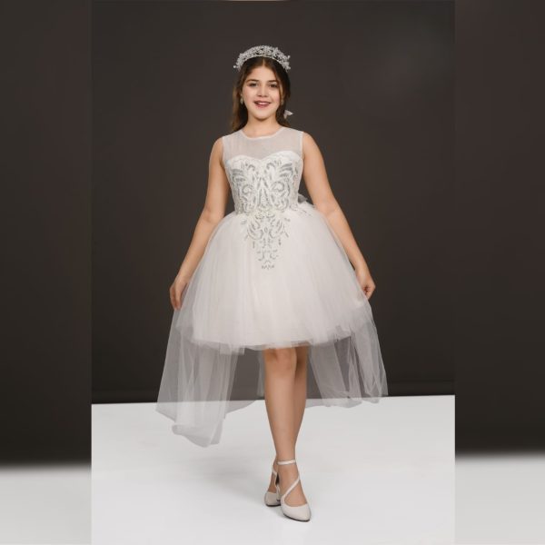 Party Dress For Little Girls – M108 – WHITE