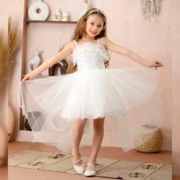 Party Dress For Little Girls – M700 – WHITE