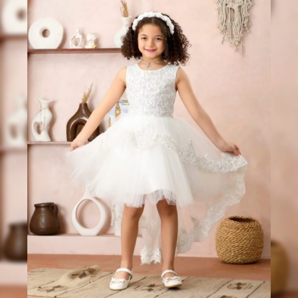 Party Dress For Little Girls – M104 – WHITE