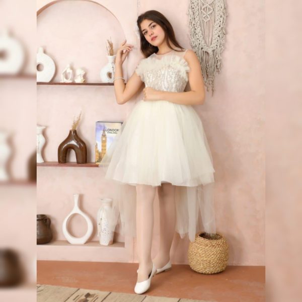 Party Dress For Little Girls – M503 – WHITE