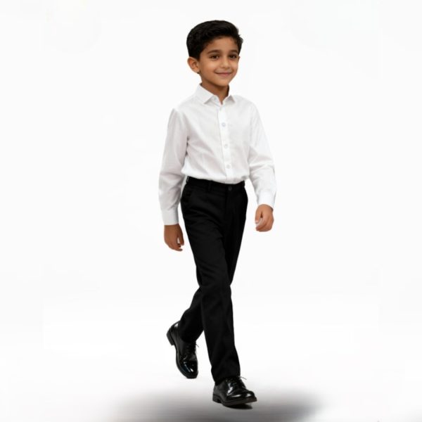 Long Sleeve Dress Kids Shirts – WHITE