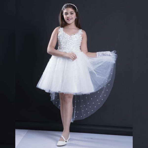 Party Dress For Little Girls – M305 – WHITE