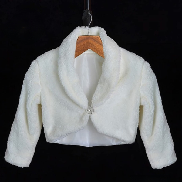 Winter Girls Cozy Faux Fur Bolero Jacket – WHITE