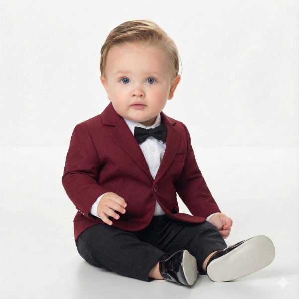 Boys’ 4-Piece Semi-Casual Suit Set – WINE