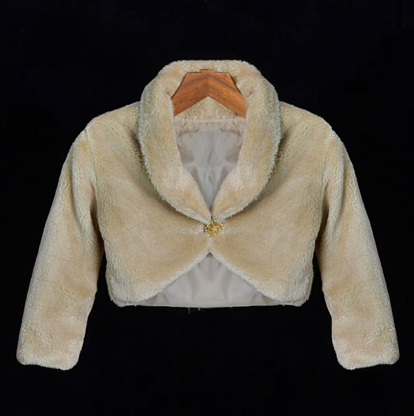 Winter Girls Cozy Faux Fur Bolero Jacket – BEIGE