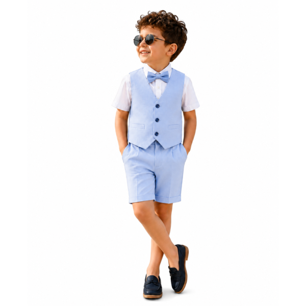 SUMMER Boys’ 4-Piece Formal Suit Set – BABY BLUE