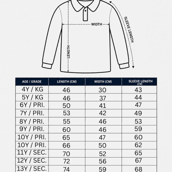 Add a subheading Kids Long Sleeve School Polo Shirt – BabyBlue with Navy Collar