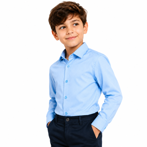 Long Sleeve Dress Kids Shirts – BABY BLUE