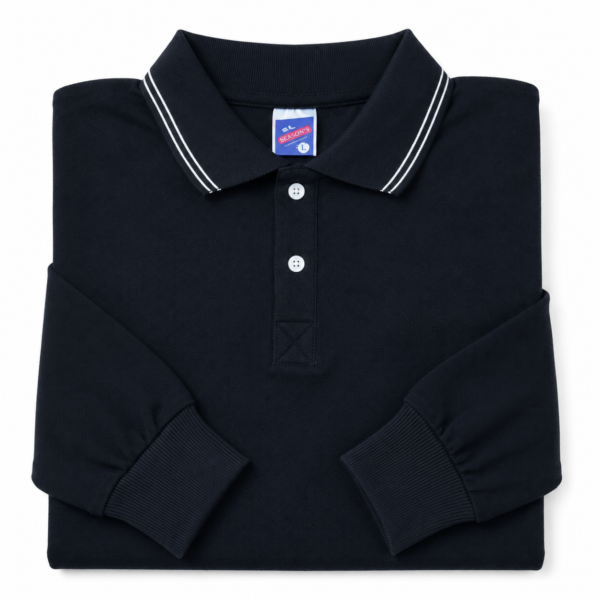 Kids Long Sleeve School Polo Shirt – Black