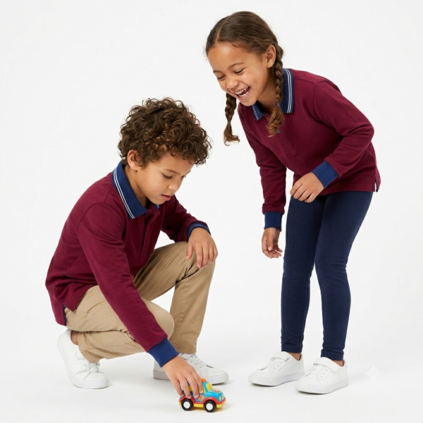 Gemini_Generated_Image_15ysub15ysub15ys Kids Long Sleeve School Polo Shirt – Wine with Navy Collar