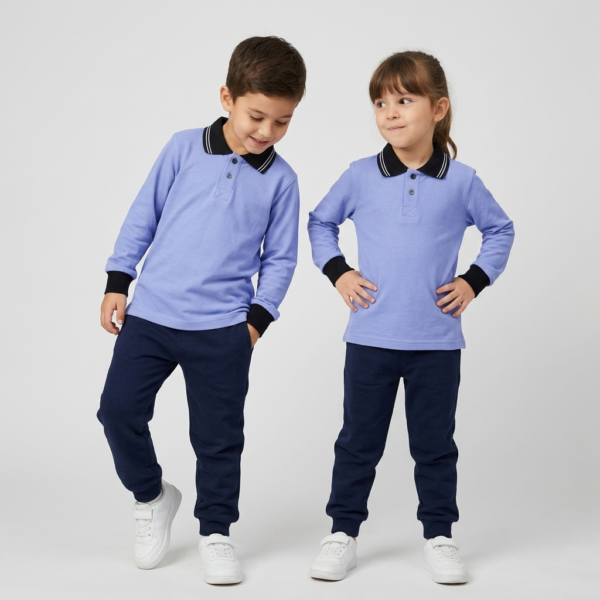 Gemini_Generated_Image_snbwxisnbwxisnbw Kids Long Sleeve School Polo Shirt – BabyBlue with Navy Collar